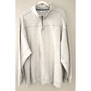 Dillard's Rowm Men's Pullover Quarter Zip 3XB Tall White Gray 100% Cotton warm